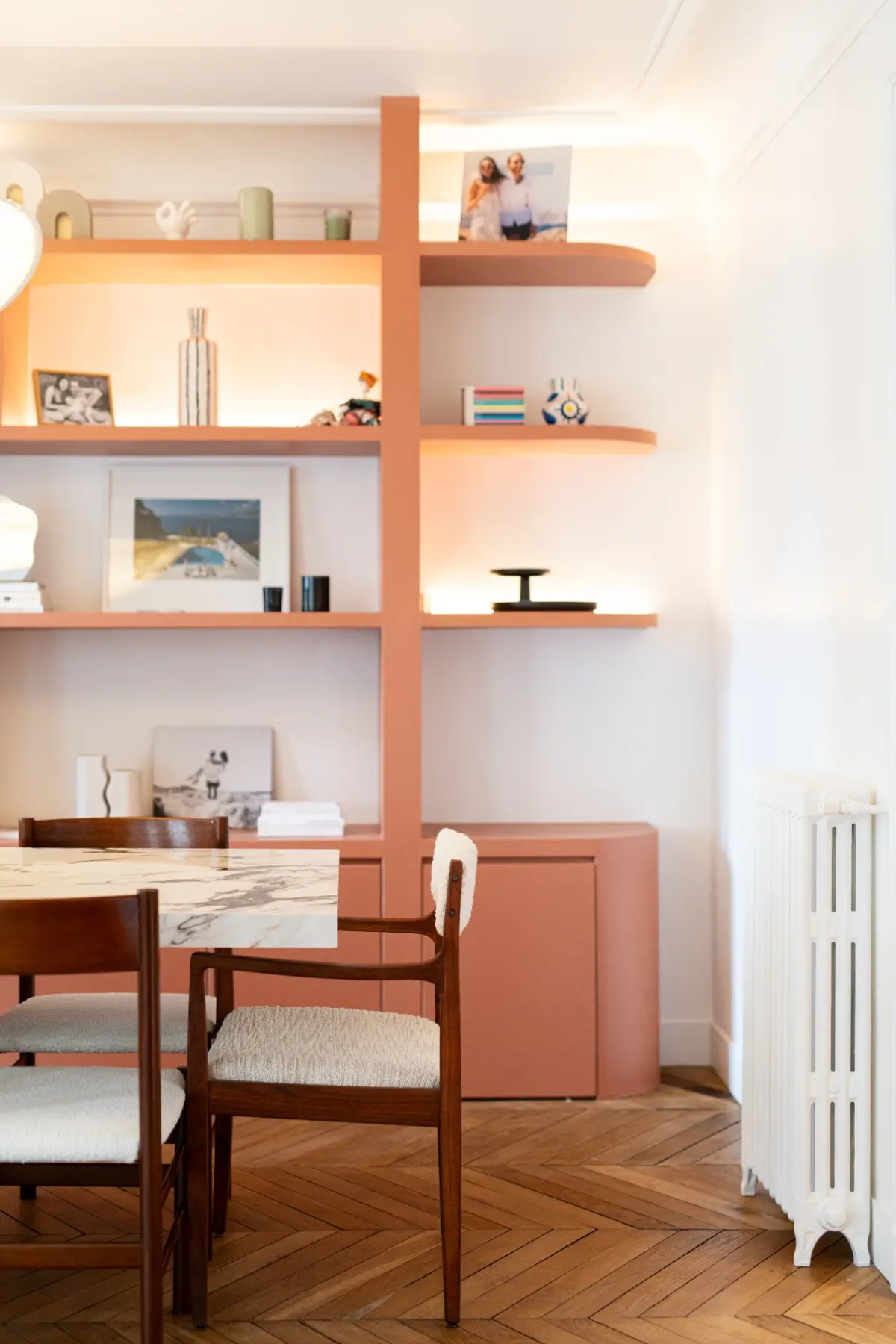 Salle à manger rénovée et bibliothèque sur mesure, projet Ranelagh